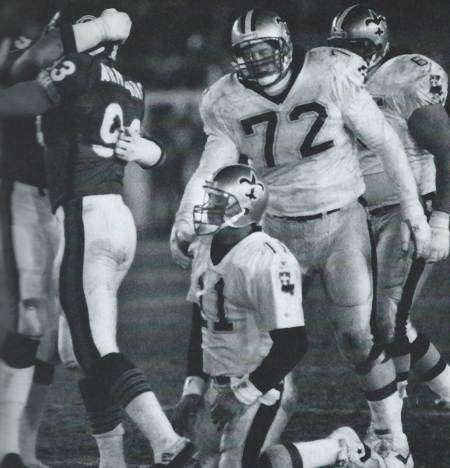 John Fourcade is sacked in the 1990 New Orleans Saints playoff game against the Bears