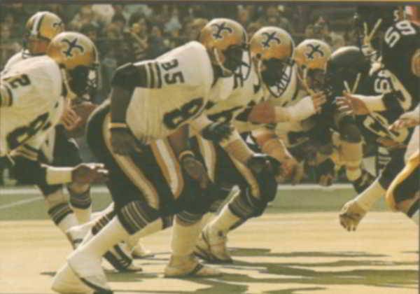 Close up view of New Orleans Saints Offensive in 1978