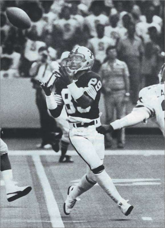 New Orleans Saints Receiver Wes Chandler catches a pass against the Falcons in 1979.