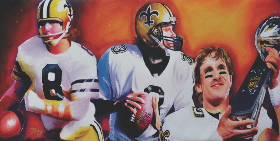Archie Manning, Bobby Hebert and Drew Brees | Saints Artwork