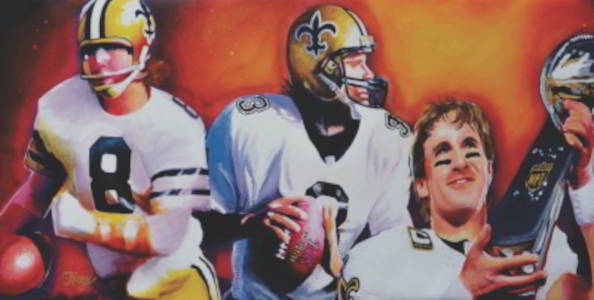 New Orleans Saints Artwork featuring Archie Manning, Bobby Hebert and Drew Brees