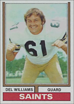 Del Williams 1974 New Orleans Saints Topps Football Card #42