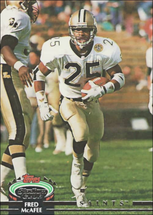 Freddie McAfee 1992 New Orleans Saints Topps Stadium Club Football Card #166